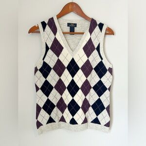 Women’s Brooks Brothers 346 Argyle Lambswool Sweater Vest Medium